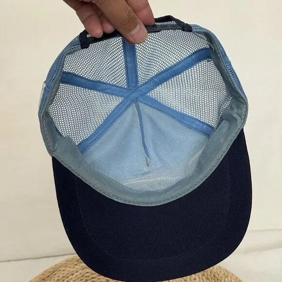 Vintage 80s North Carolina Tar Heels Three Stripes SnapBack Trucker Mesh Hat UNC